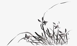 幽静美丽的墨画兰花