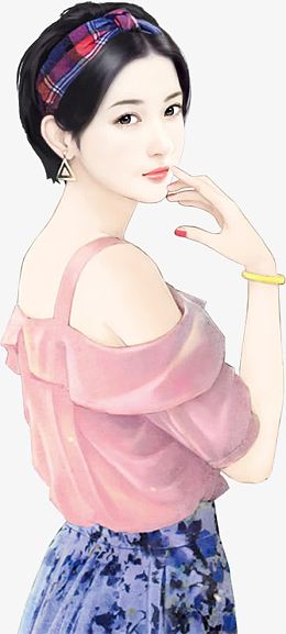 犹豫靓丽现代美女立绘