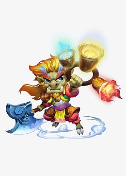 手绘卡通紫衣牛魔王