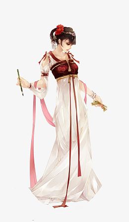 古风美女墨香娴静执笔书画女子