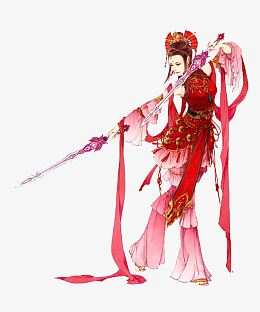 舞剑的红衣女子古装人物