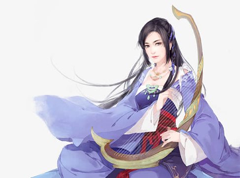 弹琴的古装美女立绘