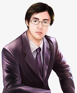 手绘都市戴眼镜男白领