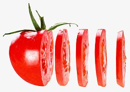 切片红色绿叶番茄