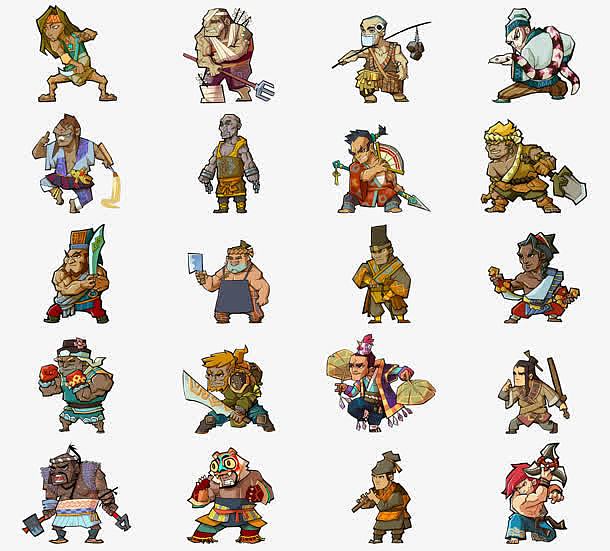 动漫人物一排排透明