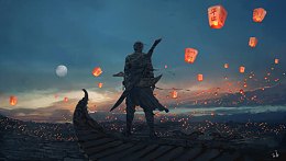 唯美古风武侠花灯背景