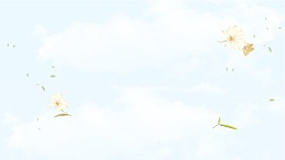 淡蓝白云白花漂浮背景