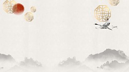 中国风灰色窗户山峰