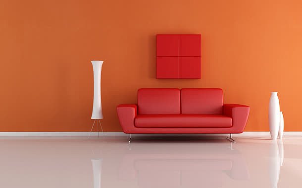 红色沙发立体空间
