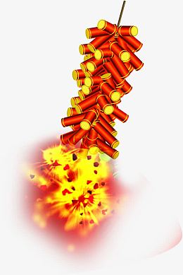 红色燃放的鞭炮国庆