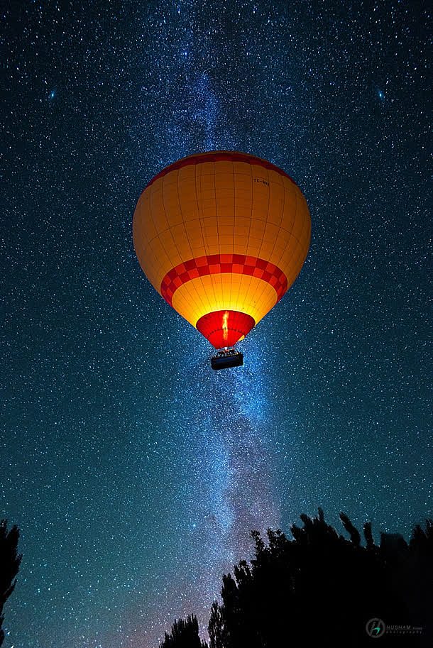 唯美星空夜空热气球