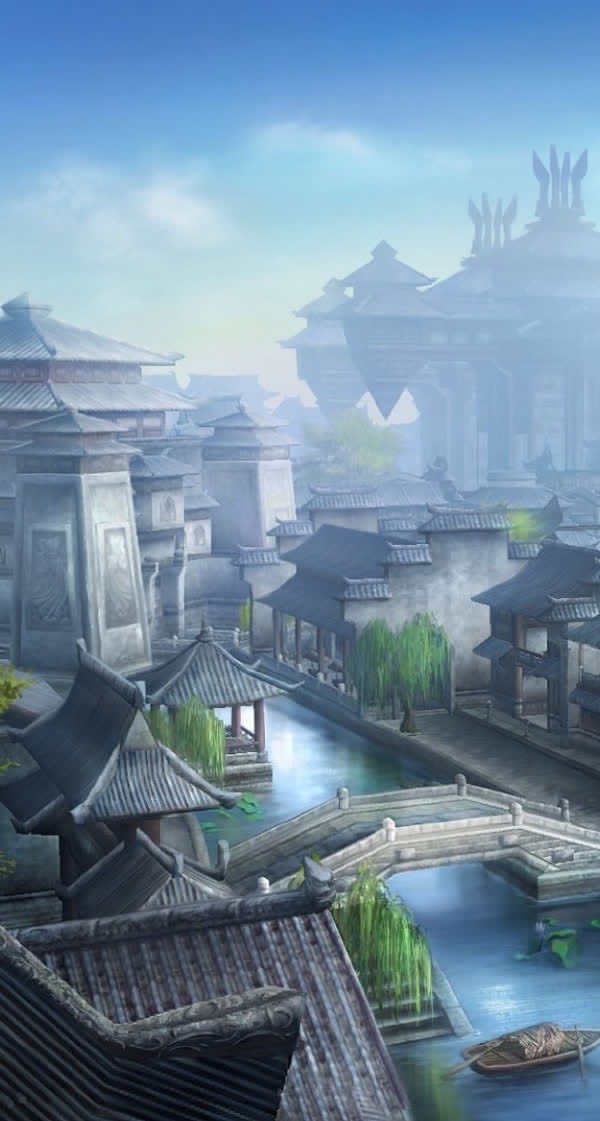 动漫插画忆江南大屏