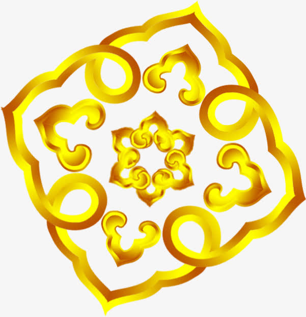 黄色中国风立体花纹免抠素材免费下载_觅元素51yuansu.com