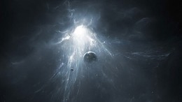 灰色天空星球洞穴海报背景