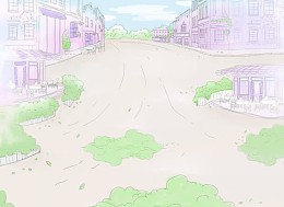紫色卡通小镇海报背景