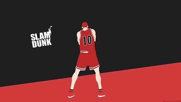 红色卡通动漫篮球运动员海报背景