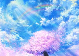 唯美晴空下的樱花树