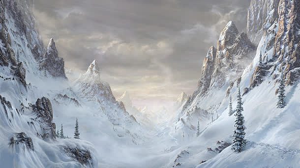 游戏场景渲染效果雪山天空