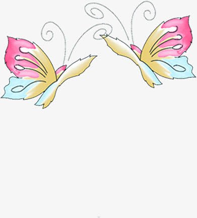 手绘卡通两只蝴蝶