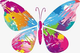 绚丽的五彩颜料蝴蝶