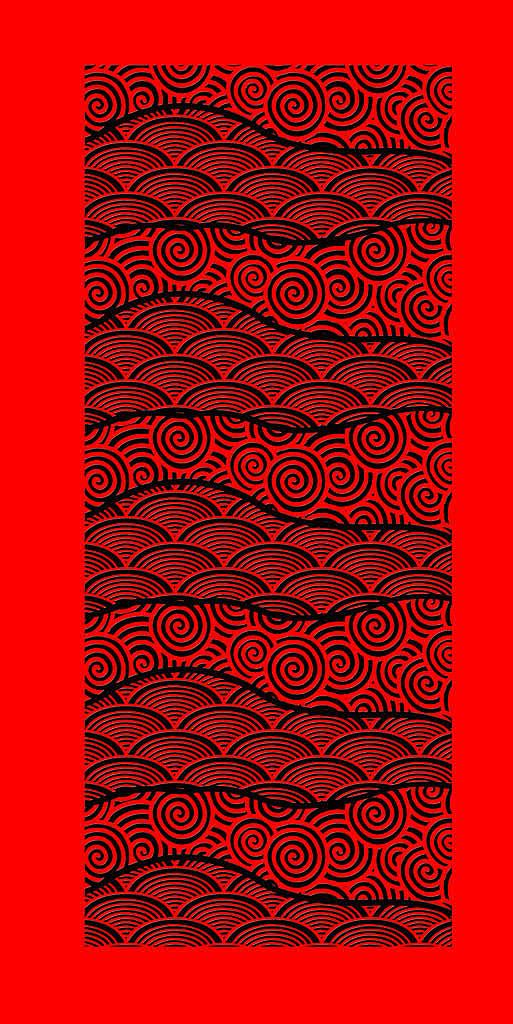 红色卡通海浪印花图案