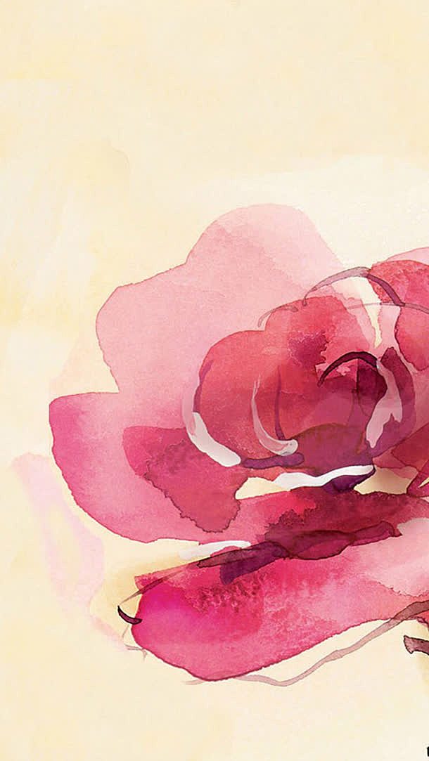 水彩手绘粉色花朵插画