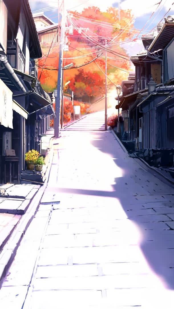 日本动漫街道小巷电线杆房屋高清彩绘