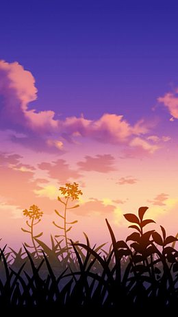 紫色渐变天空红色云朵环境渲染日本动漫