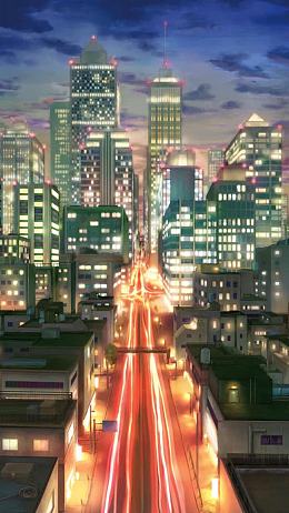 日本动漫繁华都市建筑高楼大厦