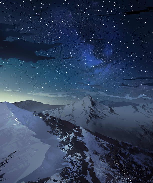 银河星空雪山高清合成摄影效果