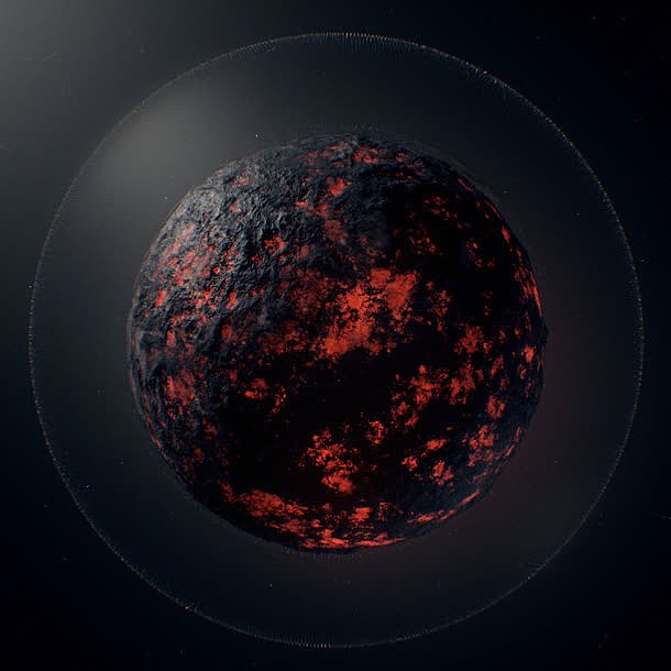 黑色星球表面红色光效