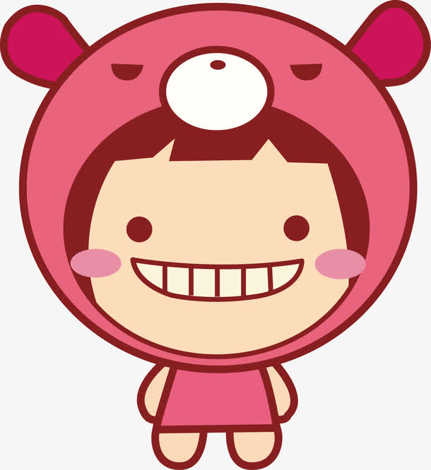 粉色可爱卡通小熊少女q版