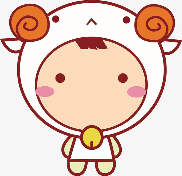 呆萌卡通头套羊娃娃