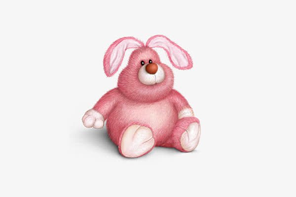 手绘卡通粉色兔子玩偶