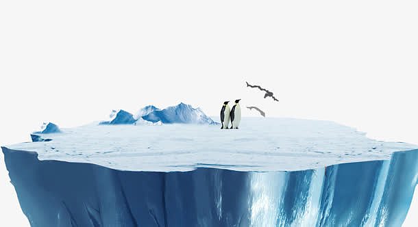 冰山两只企鹅北极