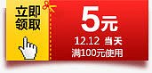 双十二满100元送5元优惠券