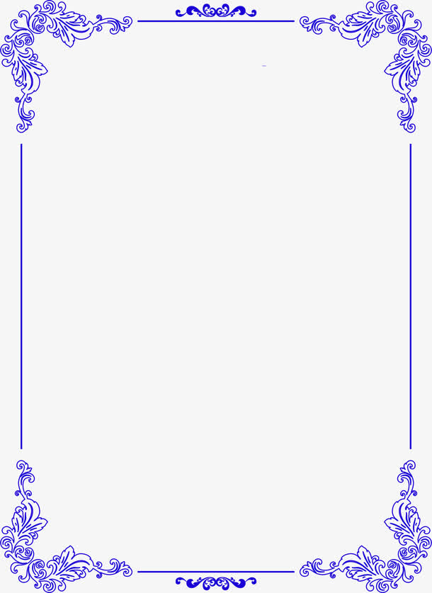 蓝色大气花朵边框婚礼