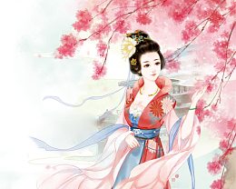 古风清纯优雅少女手绘