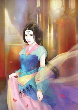 手绘蓝色清纯美女