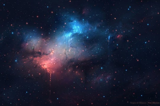 蓝紫色星空星光夜景