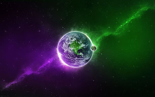 绿色紫色星球地球球体