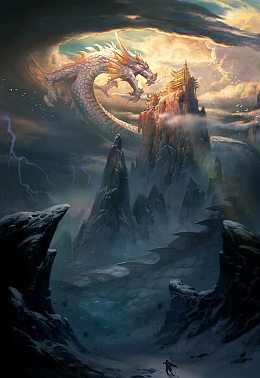 巨龙与云顶天宫插画