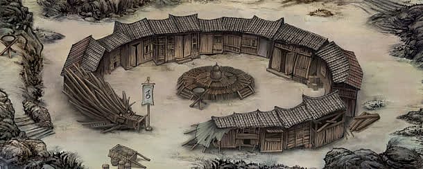 中国风复古圆形村庄