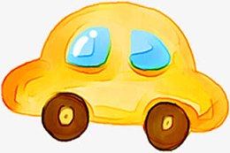 创意元素扁平彩绘风格橙色小汽车