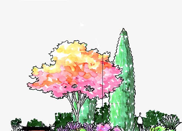 创意元素樱花树高清彩绘