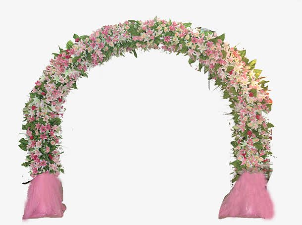 粉色花朵拱门婚礼