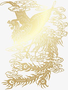 金色龙凤呈祥双喜素材