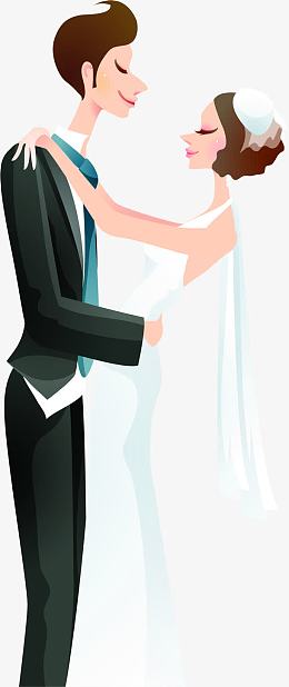 手绘卡通现代婚礼人物