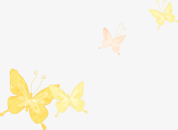 黄色卡通手绘蝴蝶