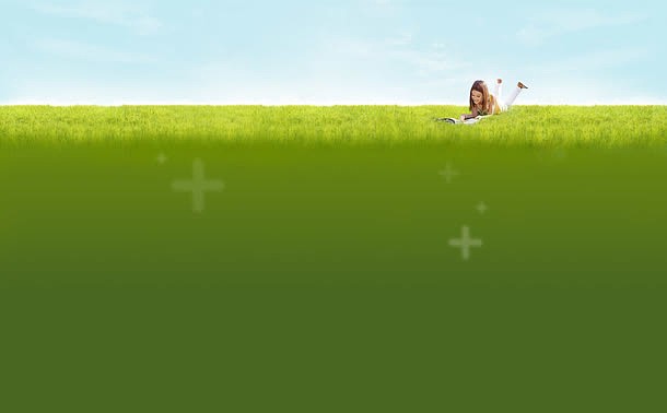 读书少女学习草地